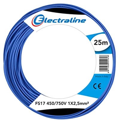 Electraline 13162 Cavo Unipolare FS17, Sezione 1 x 2.5 mm², Blu, 25 m