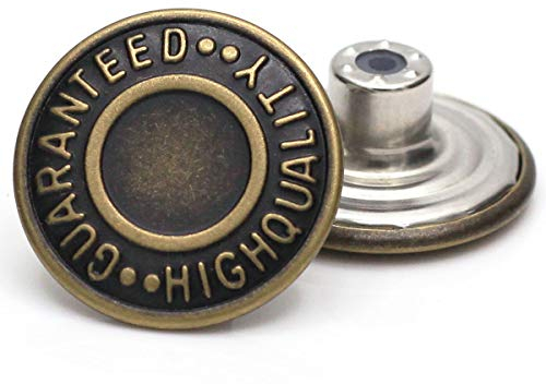 20mm GHQ Replacement Jean Tack Buttons No Sew Metal Buttons for Denims, Jeans, Jackets,12 Sets (Bronze)