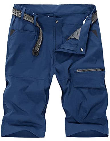KEFITEVD Kurze Hosen Herren Sommer Bermuda Shorts Herren Kurzhose Kurze Arbeitshosen Schnelltrocknend Light Navy 38