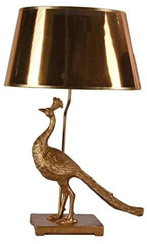 Tischleuchte Pfau Gold Nachttischlampe Leuchte Vogelfigur Dekolampe 72cm cw241 Palazzo Exklusiv