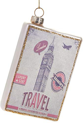 BRUBAKER Reiseziel London Karte Big Ben - Handbemalte Weihnachtskugel aus Glas - Mundgeblasener Christbaumschmuck Figuren lustig Deko Anhänger Baumkugel - 10 cm
