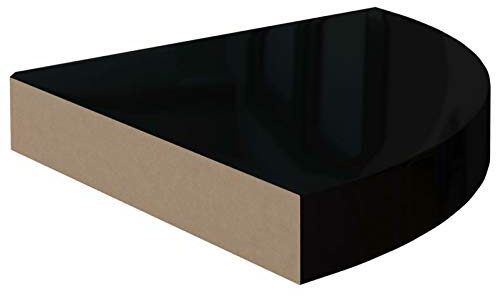 Tidyard Eck Schweberegal Wandregal Eckregalen Regal Wandboard Buchregal Hängeregal DVD CD Regal für Dekos, Wohnzimmer, Schlafzimmer und Büro Hochglanz-Schwarz 25x25x3,8 cm MDF