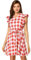 Allegra K Femmes Robe Carreaux Vintage Carreaux Manches Volants Rouge XL