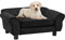 Tidyard Hundesofa mit Rückenlehne Hundebett Hundecouch Katzensofa Holzbeinen Plüsch 72x45x30 cm Schwarz