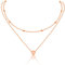 AFSTALR Damen Layered Kette Rosegold Multilayer Halskette Doppelkette für Frauen Kugelkette mit Herz
