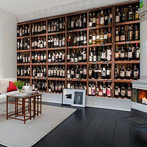 Papier Peint 3D Moderne Bouteilles De Vin Rouge En Bois Casier À Vin Photo Peintures Murales Café Bar Restaurant Toile De Fond Papiers Peints-150 * 105 cm