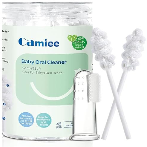 Lot de 42 nettoyeurs pour bébé oraux [Upgrade Spiral Model] One-Time Baby Toothbrush pour 0-36 Month Newborn Baby Oral Tongue Gauze Gum Cleaner