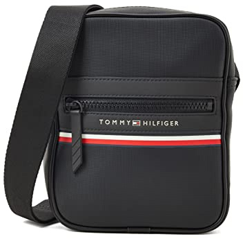 Tommy Hilfiger Sac Bandoulière Homme TH Stripe Mini Reporter, Noir (Black), Onesize