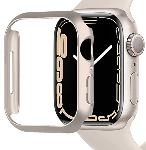 Miimall Kompatibel mit Apple Watch Series 8/7 45mm 41mm Hülle, Harter PC Schutzrahmen Ultradünne Kratzfest Stoßfest Schutzhülle für Apple Watch Series 8/7 45mm - Sternenlicht