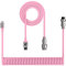 ZIYOU LANG C01 Custom Coiled USB C to A Cable with Detachable Double Sleeved Spiral Cable Extendable Spring Line Metal Aviator for PlayStation Xbox Keyboard Mouse USB Flash Drive Printer(Pink)