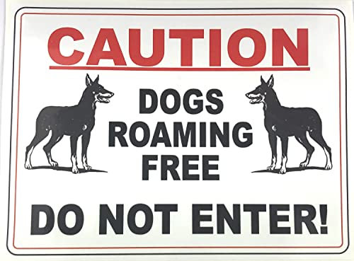 CAUTION DOG RUNNING FREE sign 3mm Thickness Aluminium 300x200mm yard garden