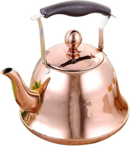 REJOON Stainless Steel Water Kettle Stovetop Whistling Tea Kettle Teapot Boiling Water Kettle Water Boiler for Home Kitchen Cooking Rose Gold 1. 5L