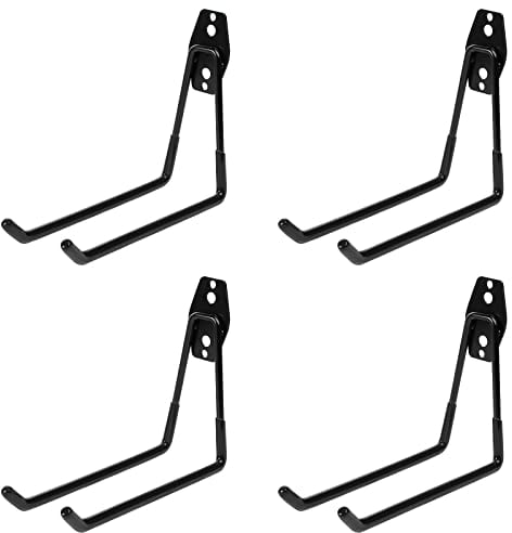 Fippy 4 ganchos de garaje resistentes para colgar herramientas, ganchos de almacenamiento para garaje, ganchos de garaje de montaje en pared para organizar herramientas de garaje y jardín (negro)