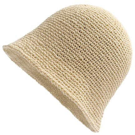 ZLYC Damen Herbst Winter Handgemachte Strick Fischerhüte Cloche Hüte Baumwolle Bowler Hut(Einfarbig Beige)