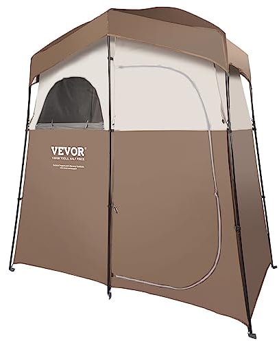 VEVOR Duschzelt Umkleidezelt Toilettenzelt, 210,8 x 106,7 x 210,8 cm, 2 Personen Umkleidekabine, Sichtschutzzelt mit Taschen, Hängeseil & Wäscheleine, zum Ankleiden, Umziehen, Toilette, Badezimmer
