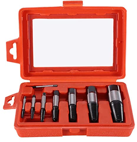 Yosoo Health Gear 8Pcs 4mm-25mm Danneggiato Tubo dell'Acqua Vite Estrattore Bullone Estrattore Easy out Set Strumento Spogliato, per Rimuovere Viti E Bulloni, Filetto Perno con Custodia