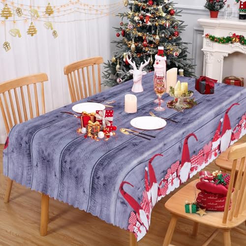 FINDIR Weihnachtstischdecke Rechteckig 180 x 150 cm Weihnachts Tischdecke Abwaschbar Tischdecke Weihnachten Grau Tischläufer Weihnachten Tischtuch für Weihnachten Tischdeko