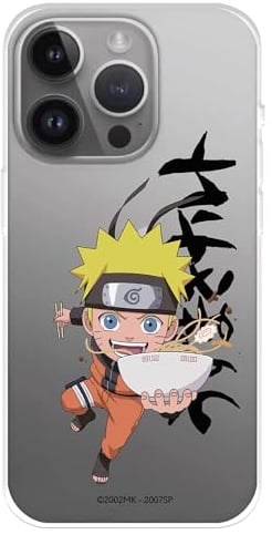 Case Compatible with iPhone 15 Pro MAX, Official Naruto Baby Naruto Ramen to Protect Your Mobile Phone, Transparent, Flexible Silicone Case with Official Naruto Licence