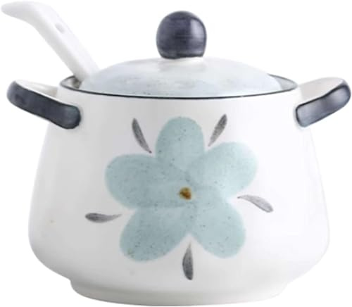 Zuccheriera in Ceramica, Zuccheriera a Doppio Manico con Coperchio e Cucchiaio, Barattolo for Zucchero in Ceramica da 400 ml, Zuccheriera in Porcellana Stampata, for Coffee Bar-rosa-400ml/14oz ( Color