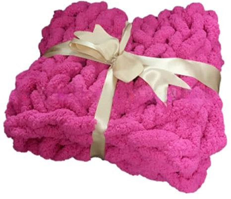 yuwqqoajv Nachdenkliche Geschenke, grob gestrickte Decken, Handgestrickte warme Decke, Polyester, breite Anwendung, Mode, Rosenrot