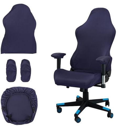 Wiainty Rivestimento per Sedia da Gioco, Copri Sedia Gaming 4 pezzi, Copertura per Sedia da Gaming Blu Navy, Braccioli Schienale della Sedia da Ufficio per Sedie da Computer, Sedia da Gioco