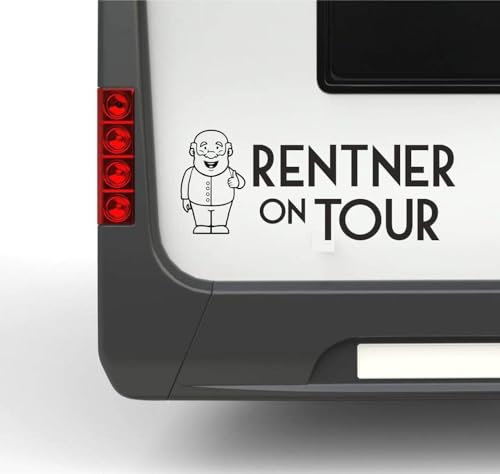 Rakelfix Wohnmobil Wohnwagen Aufkleber Lustiger Opa mit Schriftzug Typ2 ca 35cm Rentner on Tour Opi Senioren Großeltern Sticker