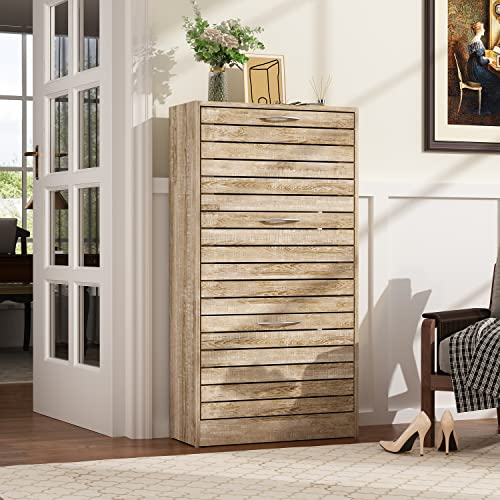 Caldion Schuhschrank mit 3 Klappen, Schuhregal,Schuhkipper für 16 Paar Schuhkommode mit 3 Fächern für Flur Schlafzimmer Eingang 54 * 24 * 107cm