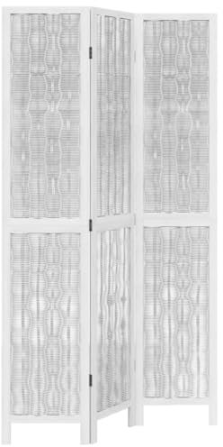 vidaXL Raumteiler 3-TLG., Paravent Faltbar, Trennwand für Innenbereich, Spanische Wand Sichtschutz Umkleide, Weiß Massivholz Paulownia