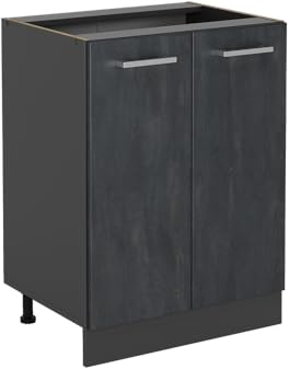 Vicco Mueble bajo de Cocina R-Line, Hormigón Negro/Antracita, 60 cm sin encimera