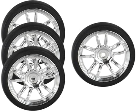 4-teiliger RC-Reifenersatz, Felgen- und Reifensatz mit 31 mm Durchmesser für 1:18 RC On Road Truck-Zubehör, Silber
