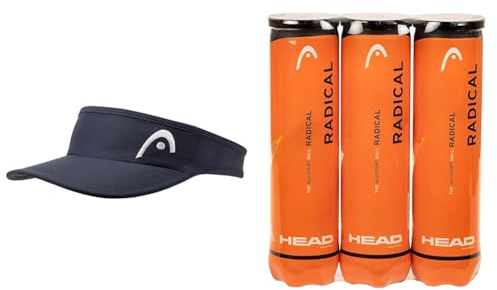 HEAD Damen Pro Player Womens Visor Cap, Navy, Einheitsgröße EU & Radical Tennisball (3 x 4 Stück) Amazon Exclusive