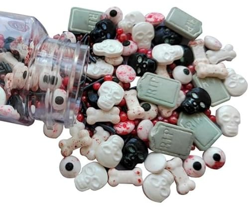 Edible Candy Cake Decoration 100G Tombstone Skeleton Dog Bone Eyeball Decoration Candy Valentine's Day Birthday Halloween Thanksgiving Christmas party Cake Cpcake Cookies for Dessert Sprinkles