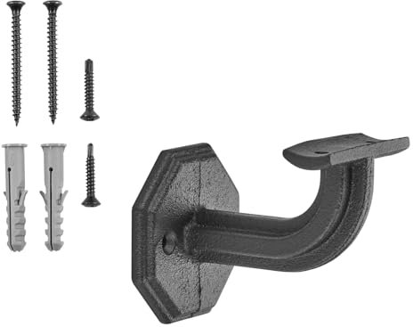 SOTECH 5 Stück Handlaufhalter RUSTICAL Schwarz Höhe 67 mm Ausladung 67,5 mm für Handläufe mit Ø 45 mm Wandhalter mit 3-Loch-Befestigung