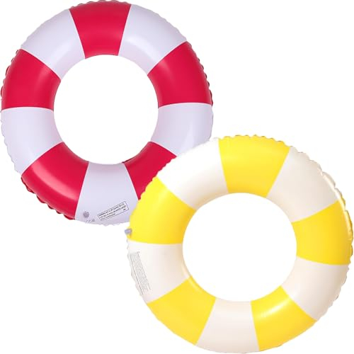 Schwimming Ring Erwachsene, Luftmatratze Schwimmreifen Aufblasbar, Aufblasbare Schwimmbecken Schwimmer, Schwimmring Röhre Für Sommerpool Party (Rot+gelb)