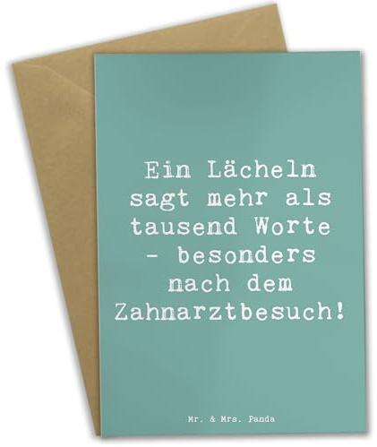 Mr. & Mrs. Panda Grußkarte Spruch Zahnärztin Lächeln - Geschenk, Zahnprophylaxe, Grußkarten, Beruf, Weisheit, osterkarte, personalisierte Geschenke, handgefertigte, weihnachtskarten, Freude, Dental
