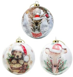 3 Stück 8cm Weihnachtskugeln Weihnachtsdeko Christbaumschmuck Geschenk Deko Anhänger Christbaumkugeln-S-05