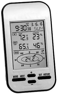 MZZYG Termohigrómetro Anemómetro De Estación Meteorológica Inalámbrica Profesional, Sensor De Dirección De Velocidad del Viento, Medidor De Humedad Y Temperatura De Enfriamiento del Viento Digital
