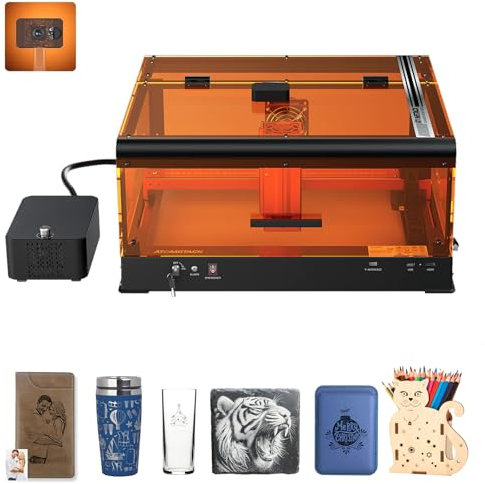 ATOMSTACK A24 Pro Ultra Lasergravurmaschine mit Kamera Gehäuse und F60 Air Assist, 24W Leistung Massengravur Schneiden, Hochpräzise Positionierung Lasergravierer für Holz, Acryl, Leder, Metall