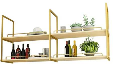 Support à verres à vin suspendu au plafond doré, support à vin mural étagères flottantes pour boissons alcoolisées, étagères créatives pour plantes support pour pot de fleurs étagère de rangement(140x