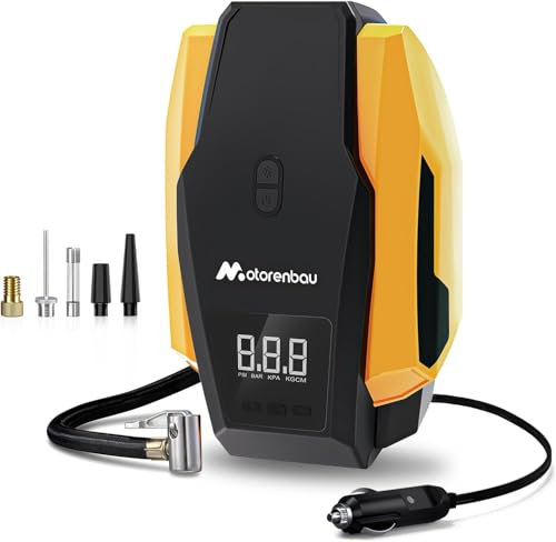 Tyre Inflator Air Compressor, 150PSI 12V DC Car Pump for Tyres with LED Light, Auto Shutoff & Pressure Gauge, Car Tyre Pump for Car, Motorcycle, Bicycle, Balls, Inflatables