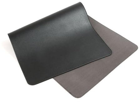 Tapis de souris en cuir noir avec propriétés imperméables, surface texturée Litchi antidérapante, toucher doux, pour le bureau et les jeux, dimensions compactes 26 x 21 cm, accessoire de bureauc