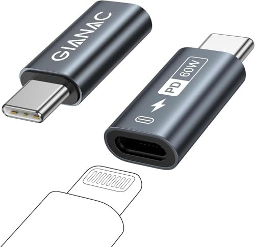 GIANAC Lightning to USB C Adapter (2pack) Lightning Female to USB C Male Adapter, 60W Fast Charging for iPhone 15 Pro Max, Samsung Galaxy S24 S23 S22, iPadPro/Air, MacBook, Not for Audio