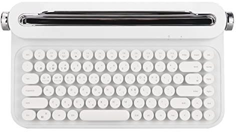 XUMIUZIY Wireless Tapewriter -Tastatur, Retro -Schreibmaschinen -Tastatur Wireless Mechanischer Tastatur mit Bluetooth, Retro -Ästhetik mit Integriertem Ständer, Niedliche Runde Taste,