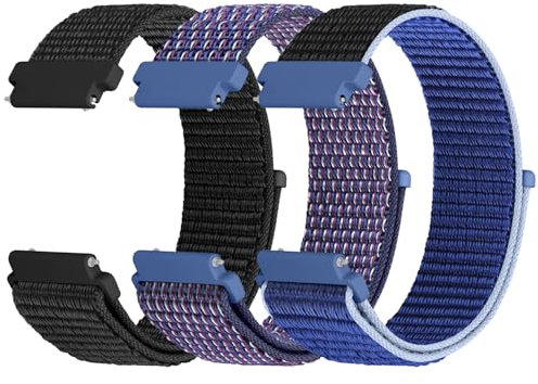 WNIPH 3 Piezas Correas de Nylon para Reloj Compatible con 18mm 19mm 20mm 22mm 24mm, Transpirables, Suaves y cómodas para Hombres y Mujeres