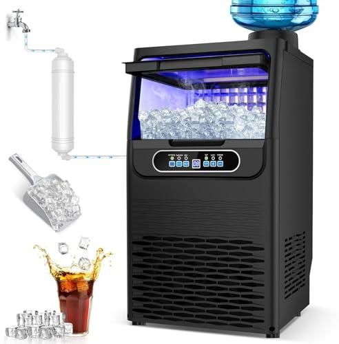 Commercial Ice Maker Machine 45KG/24H High Output - 9KG Ice Storage, Built-in/Freestanding Ice Cube Maker with Self-Cleaning & 24H Timer for Home Bars & Restaurants