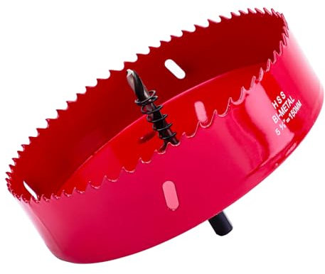 M42 Bi-Metal Hole Saw | Dual Flute Design for Cast Iron/Plastic/Resin | Heat-Treated Arbor with Pilot Bit | Fast Cutting, Long Life Blades for Plumber, Conduit, Kitchen, Bathroom and More (150mm)