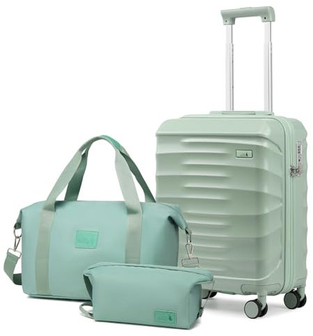 Sea choice Hartschalenkoffer Handgepäck 55x40x20cm Reisekoffer 100% ABS Trolley Kabine mit 1 Reisetasche und Kulturbeutel 360° Doppel Spinner Rollen & TSA Schloss