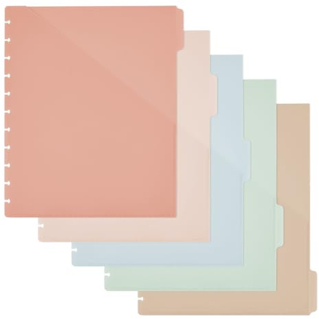 SUPERFINDINGS 10 Blatt Discbound Pocket Dividers 5 Register Kunststoff Ordner Teiler 11 Hole Discbound Planer Farbige Discbound Slash Pocket Folder für Schule Büro Zuhause Arbeit Organizer