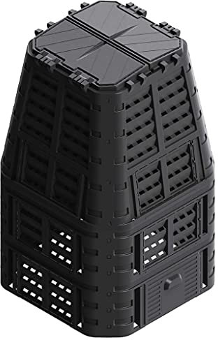 Garden Compost Bin, Eco Friendly Organic Waste Converter Outdoor Compost Converter Garden Composter Bin Black 93.3x93.3x146 cm 1000 L