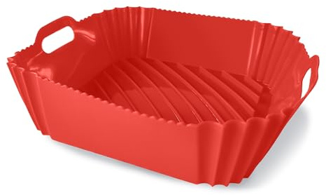 Guardini, Quadratische Form mit Griffen, 22 x 22 cm, ideal für Luftfritteuse, lebensmittelechtes Silikon, Rot, Linie Air Fryer